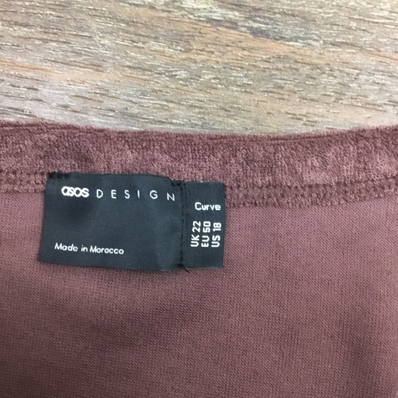 Asos Design Curve Brown Terry Cloth Pullover Top Size 18 - Picture 6 of 7